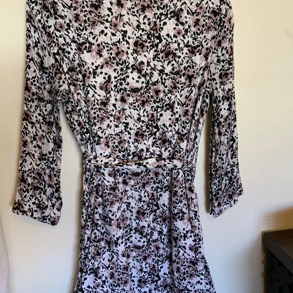 Free People Wrap Dress Leopard Print Pink Black Belted Size Medium